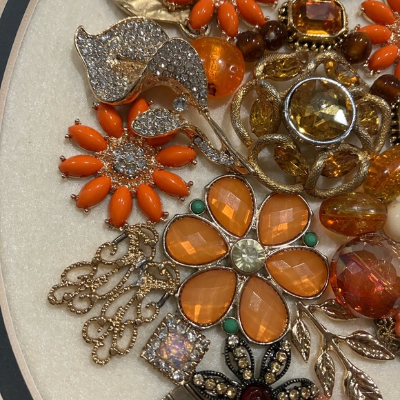 ORIGINAL JEWELRY ART COLLAGE IN FALL COLORS. UNIQUE HANDMADE OOAK GIFT 💝 IDEA - Picture 6 of 16